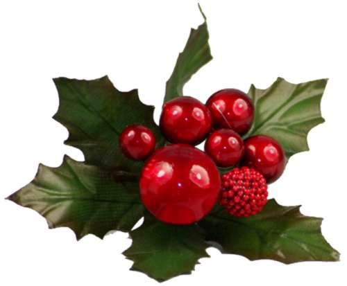 Metallic Berry and Leaves Christmas Cake Topper